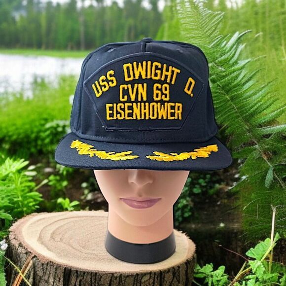 USS Dwight D Eisenhower Snapback Hat CVN 69 US Navy Scrambled Eggs Vintage - Picture 13 of 16